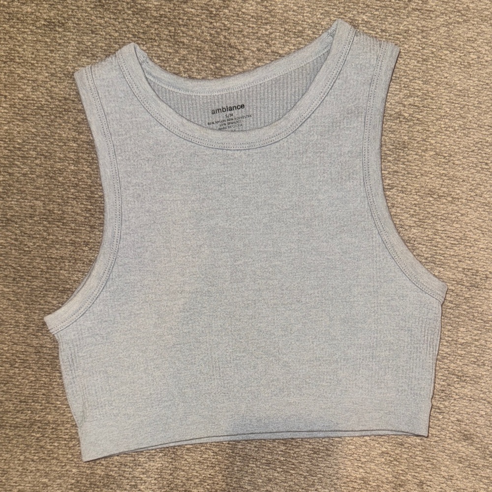 Ambiance Ribbed Cropped Tank Top in Light Gray